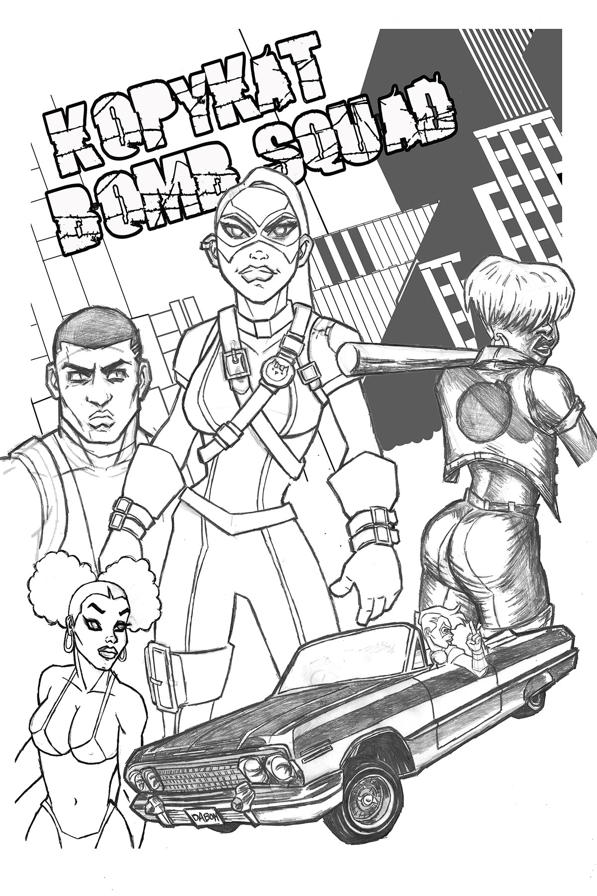 Kopy Kat And The Bomb Squad Pin-up: WIP