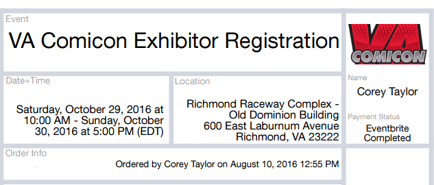 VA COMICON Here I Come!!!  29 – 30 Oct.